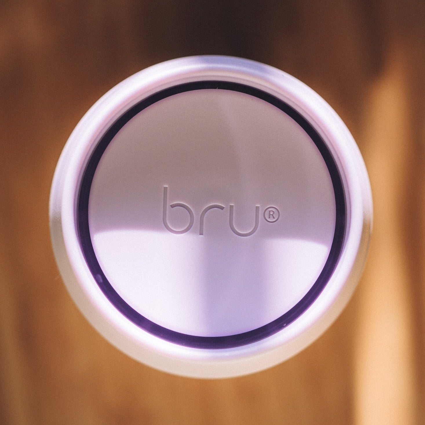 12oz purple cup shot from above showing the 360 lid 